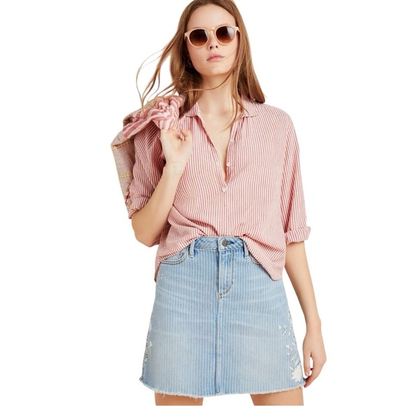 Anthropologie Driftwood Embroidered Denim Skirt - Picture 2 of 7